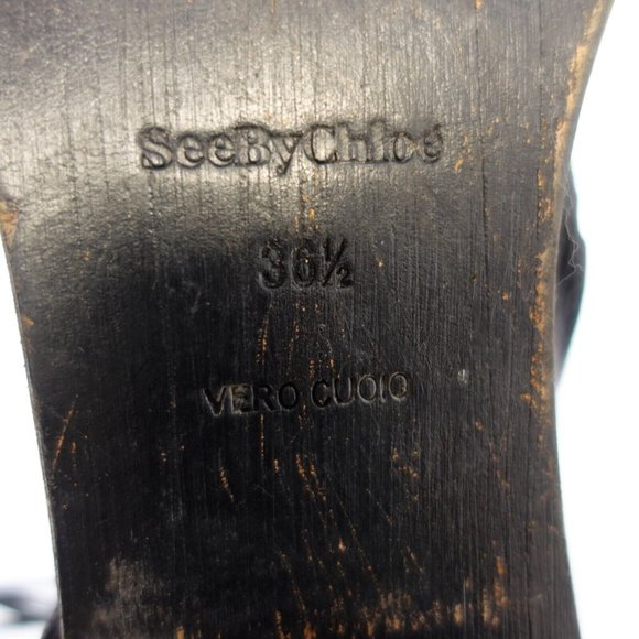 See By Chloe Boots Women Leather Size 36.5 Black Western Ankle Booties Fringes 6 - Picture 3 of 15